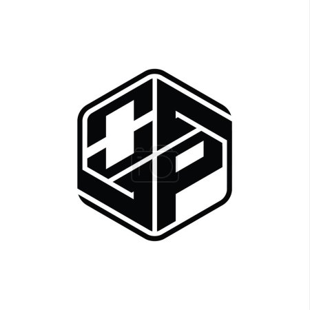 Foto de OP Carta Logo monograma hexágono forma con ornamento abstracto plantilla de diseño de contorno aislado - Imagen libre de derechos
