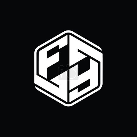 Foto de Carta FY Logo monograma hexágono forma con ornamento abstracto plantilla de diseño de contorno aislado - Imagen libre de derechos