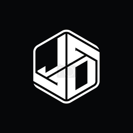 Foto de JD Carta Logo monograma hexágono forma con ornamento abstracto plantilla de diseño de contorno aislado - Imagen libre de derechos