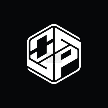 Foto de OP Carta Logo monograma hexágono forma con ornamento abstracto plantilla de diseño de contorno aislado - Imagen libre de derechos