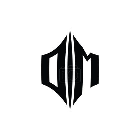 DM Lettre Logo monogramme hexagone forme de diamant avec modèle de conception de style percing