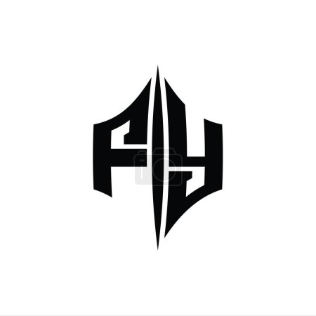 Foto de Carta FY Logo monograma hexágono forma de diamante con plantilla de diseño de estilo piercing - Imagen libre de derechos