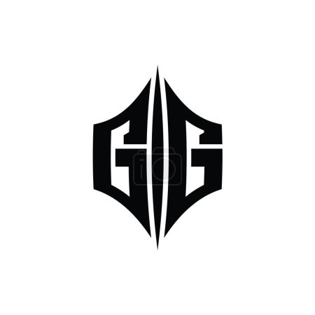 GG Carta Logo monograma forma de diamante hexágono con plantilla de diseño de estilo piercing
