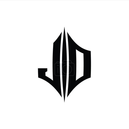 Foto de JD Letter Logo monograma forma de diamante hexágono con plantilla de diseño de estilo piercing - Imagen libre de derechos
