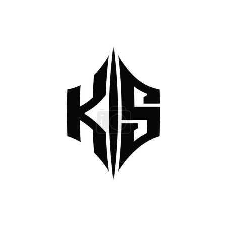 Téléchargez les photos : KS Lettre Logo monogramme hexagone forme de diamant avec modèle de conception de style percing - en image libre de droit