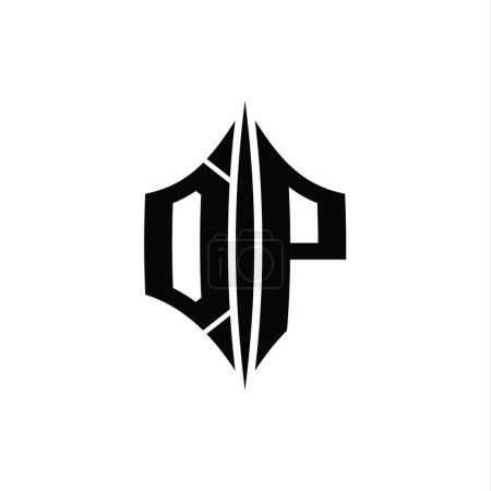 Foto de OP Carta Logo monograma hexágono forma de diamante con plantilla de diseño de estilo piercing - Imagen libre de derechos