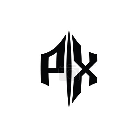 Foto de PX Carta Logo monograma hexágono forma de diamante con plantilla de diseño de estilo piercing - Imagen libre de derechos