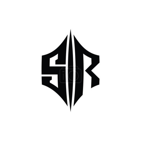 Foto de SR Carta Logo monograma hexágono forma de diamante con plantilla de diseño de estilo piercing - Imagen libre de derechos