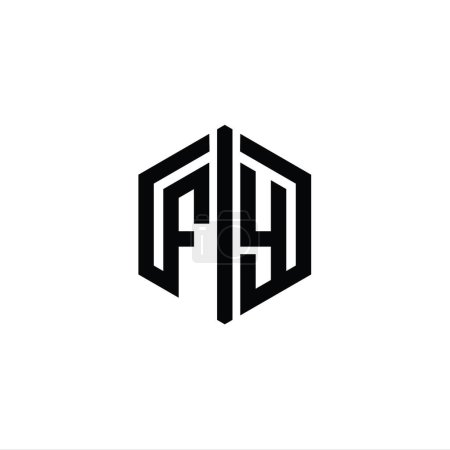 Foto de Carta FY Logo monograma hexágono forma con la plantilla de diseño de estilo de esquema de conectar - Imagen libre de derechos