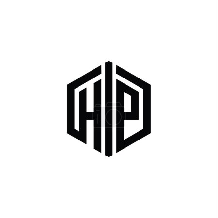 Téléchargez les photos : HP Lettre Logo forme hexagonale monogramme avec connectez modèle de conception de style contour - en image libre de droit