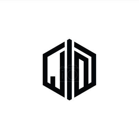 Foto de JD Letter Logo monograma hexágono con plantilla de diseño de estilo de contorno de conexión - Imagen libre de derechos