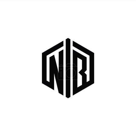 Foto de NB Carta Logo monograma hexágono forma con la plantilla de diseño de estilo de esquema de conectar - Imagen libre de derechos