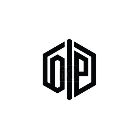 Foto de OP Carta Logo monograma hexágono forma con conectar plantilla de diseño de estilo de contorno - Imagen libre de derechos