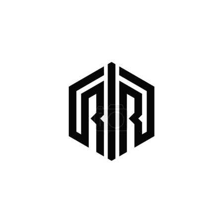 Foto de RR Carta Logo monograma hexágono forma con la plantilla de diseño de estilo de esquema de conectar - Imagen libre de derechos