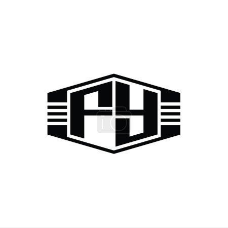 Foto de Carta FY Logo monograma hexágono emblema forma con rayas esquema estilo diseño plantilla - Imagen libre de derechos
