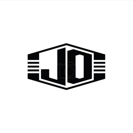 Foto de Forma del emblema del hexágono del monograma de la letra de JD con la plantilla de diseño del estilo del contorno de rayas - Imagen libre de derechos