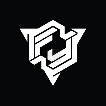 Foto de Carta FY Logo monograma hexágono forma con triángulo esquema estilo de juego plantilla de diseño - Imagen libre de derechos