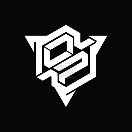 Foto de OP Carta Logo monograma hexágono forma con triángulo contorno juego estilo diseño plantilla - Imagen libre de derechos