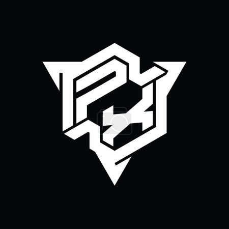Foto de Forma del hexágono del monograma del logotipo de la letra de PX con la plantilla de diseño del estilo de juego del triángulo - Imagen libre de derechos