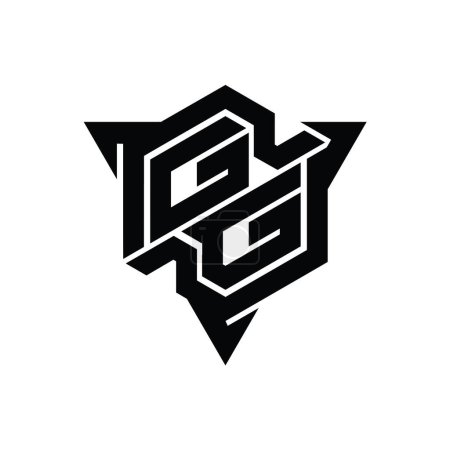 Téléchargez les photos : GG Lettre Logo forme hexagonale monogramme avec triangle contour modèle de conception de style de jeu - en image libre de droit