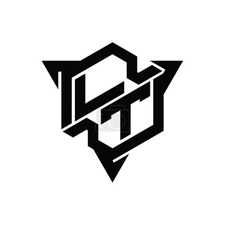 Téléchargez les photos : LT Lettre Logo forme hexagonale monogramme avec triangle contour modèle de conception de style de jeu - en image libre de droit