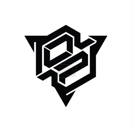 Foto de OP Carta Logo monograma hexágono forma con triángulo contorno juego estilo diseño plantilla - Imagen libre de derechos