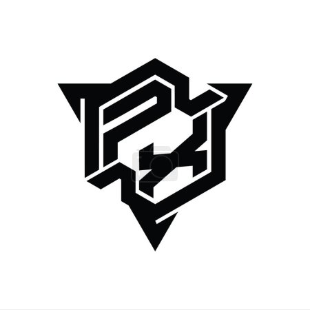 Foto de Forma del hexágono del monograma del logotipo de la letra de PX con la plantilla de diseño del estilo de juego del triángulo - Imagen libre de derechos