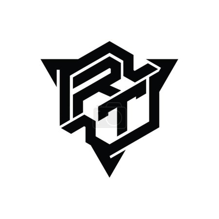 RT Letter Logo Monogramm Sechseck Form mit Dreieck Umriss Gaming-Stil Design-Vorlage