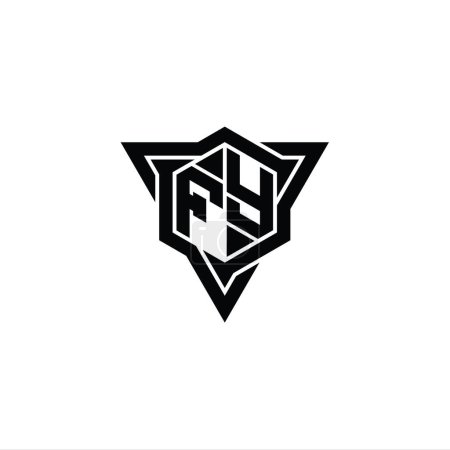 Foto de Carta FY Logo monograma hexágono forma con triángulo contorno afilado corte estilo plantilla de diseño - Imagen libre de derechos