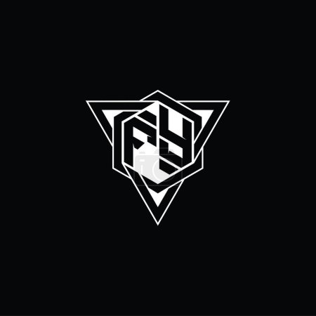 Foto de Carta FY Logo monograma hexágono forma con el contorno geométrico triángulo afilada plantilla de diseño de estilo moderno - Imagen libre de derechos