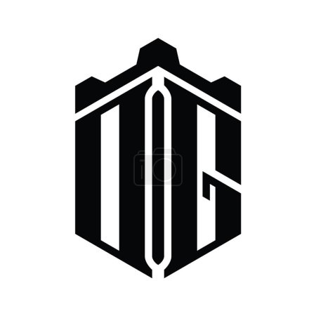 Téléchargez les photos : DG Lettre Logo forme hexagonale monogramme avec couronne château modèle de conception de style géométrique - en image libre de droit