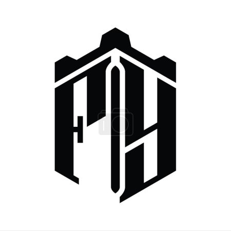 Foto de Carta FY Logo monograma hexágono forma con plantilla de diseño de estilo geométrico castillo corona - Imagen libre de derechos
