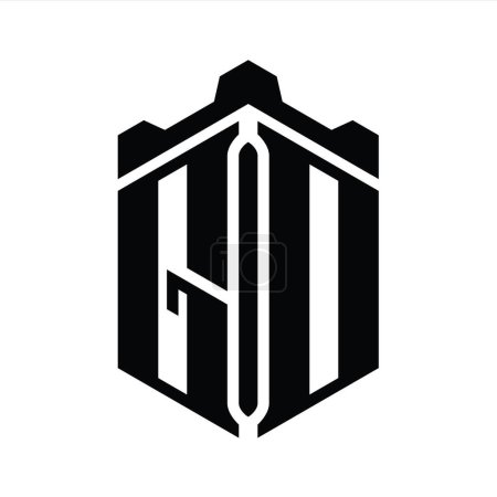 GD Letter Logo monogram hexagon shape with crown castle geometric style design template