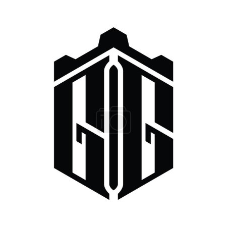 Téléchargez les photos : GG Lettre Logo forme hexagonale monogramme avec couronne château modèle de conception de style géométrique - en image libre de droit