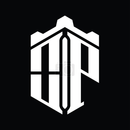 Foto de OP Carta Logo monograma hexágono forma con la plantilla de diseño de estilo geométrico castillo corona - Imagen libre de derechos