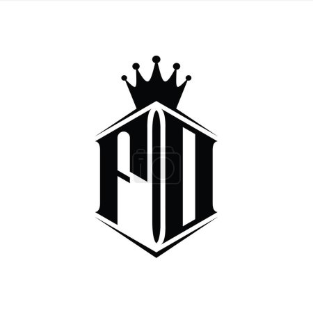 Photo for FD Letter Logo monogram hexagon shield shape crown with sharp style design template - Royalty Free Image