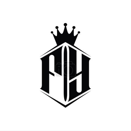 Foto de FY Carta Logo monograma hexágono escudo forma corona con plantilla de diseño de estilo afilado - Imagen libre de derechos