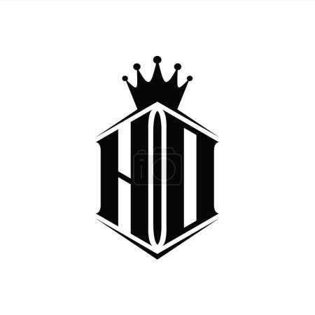 Photo for HD Letter Logo monogram hexagon shield shape crown with sharp style design template - Royalty Free Image