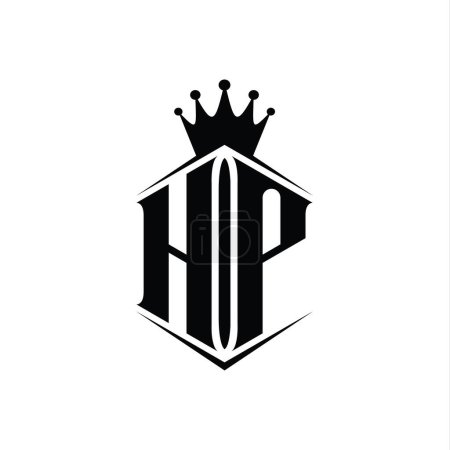 Téléchargez les photos : HP Lettre Logo monogramme hexagone bouclier forme couronne avec modèle de conception de style pointu - en image libre de droit