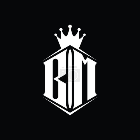 Photo for BM Letter Logo monogram hexagon shield shape crown with sharp style design template - Royalty Free Image