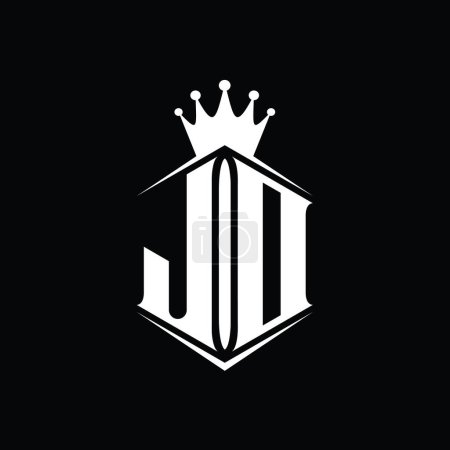 Foto de JD Carta Logo monograma hexágono escudo forma corona con plantilla de diseño de estilo afilado - Imagen libre de derechos