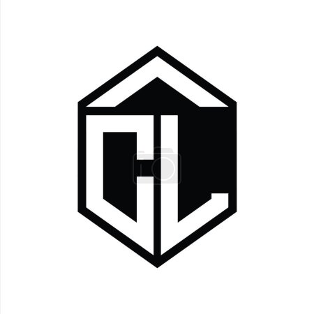 Téléchargez les photos : CL Lettre Logo monogramme simple forme de bouclier hexagonal modèle de conception de style isolé - en image libre de droit