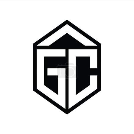 Photo for GC Letter Logo monogram simple hexagon shield shape isolated style design template - Royalty Free Image