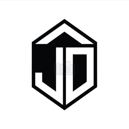 Foto de JD Letter Logo monograma forma de escudo hexágono simple plantilla de diseño de estilo aislado - Imagen libre de derechos