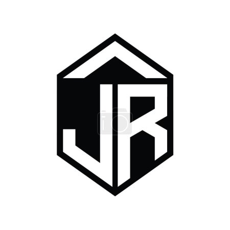 Téléchargez les photos : Modèle de conception de style isolé de forme simple de bouclier hexagonal de monogramme de logo de lettre de JR - en image libre de droit