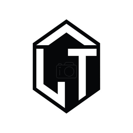 Téléchargez les photos : LT Lettre Logo monogramme simple forme de bouclier hexagonal modèle de conception de style isolé - en image libre de droit