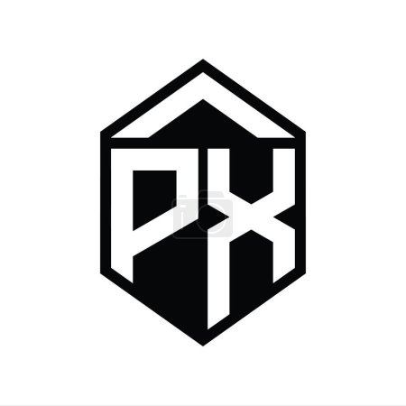Foto de PX Carta Logo monograma simple forma de escudo hexágono plantilla de diseño de estilo aislado - Imagen libre de derechos