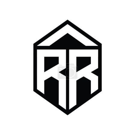 Foto de RR Carta Logo monograma forma de escudo hexágono simple plantilla de diseño de estilo aislado - Imagen libre de derechos