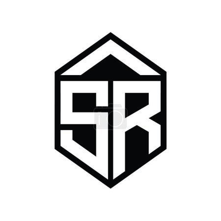 Foto de SR Letter Logo monograma forma de escudo hexágono simple plantilla de diseño de estilo aislado - Imagen libre de derechos