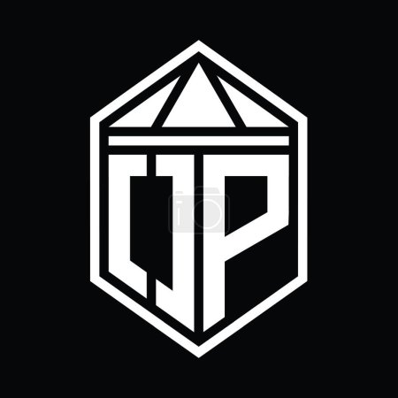 Foto de OP Carta Logo monograma forma de escudo hexágono simple con la corona de triángulo plantilla de diseño de estilo aislado - Imagen libre de derechos